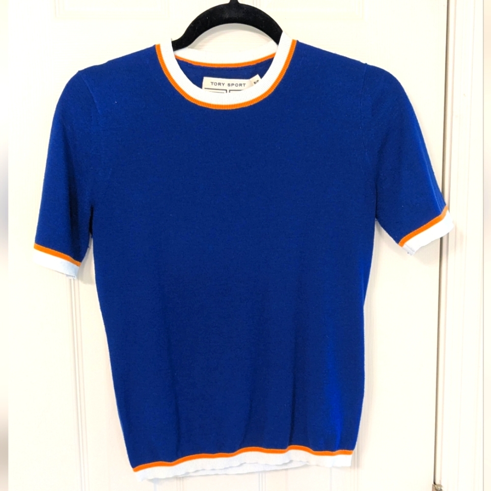 Tory Burch Tory Sport Blue Cashmere Blend Top